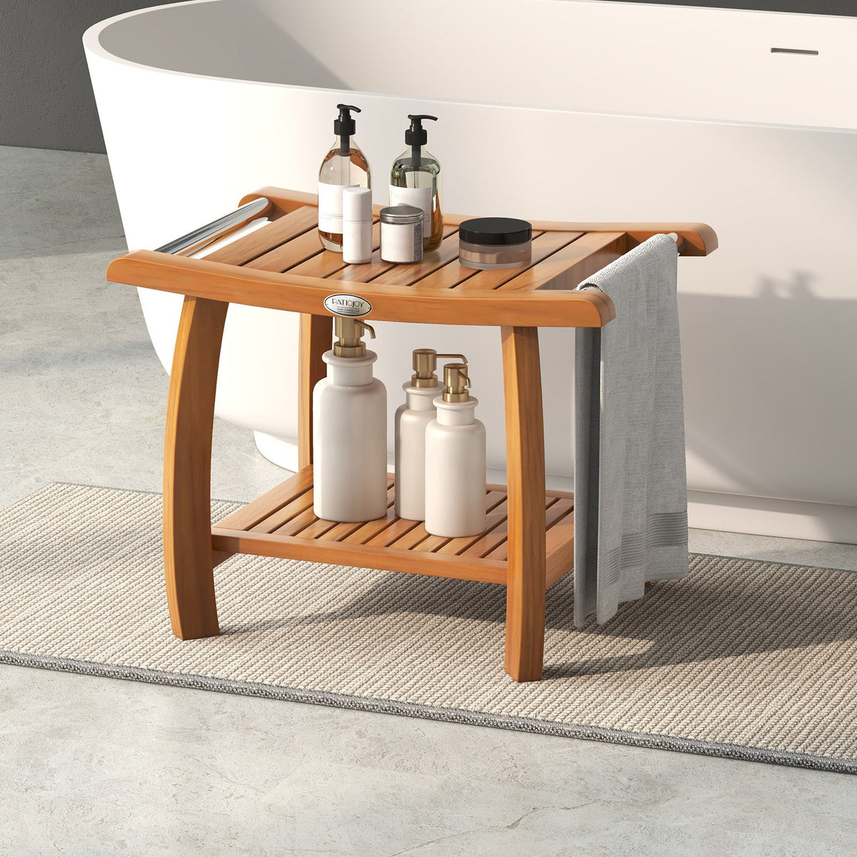 Teak Shower Bench, 2-Tier