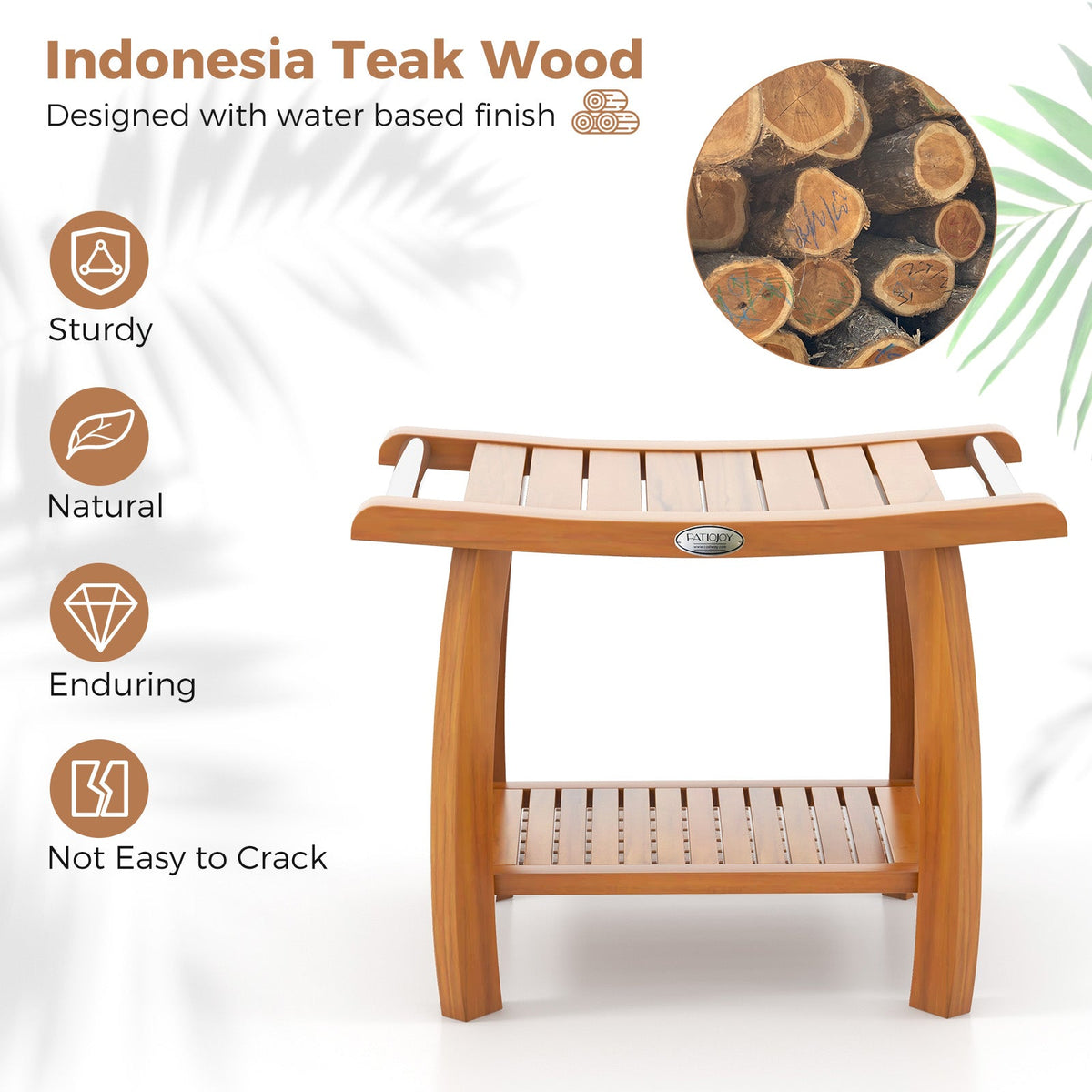Teak Shower Bench, 2-Tier