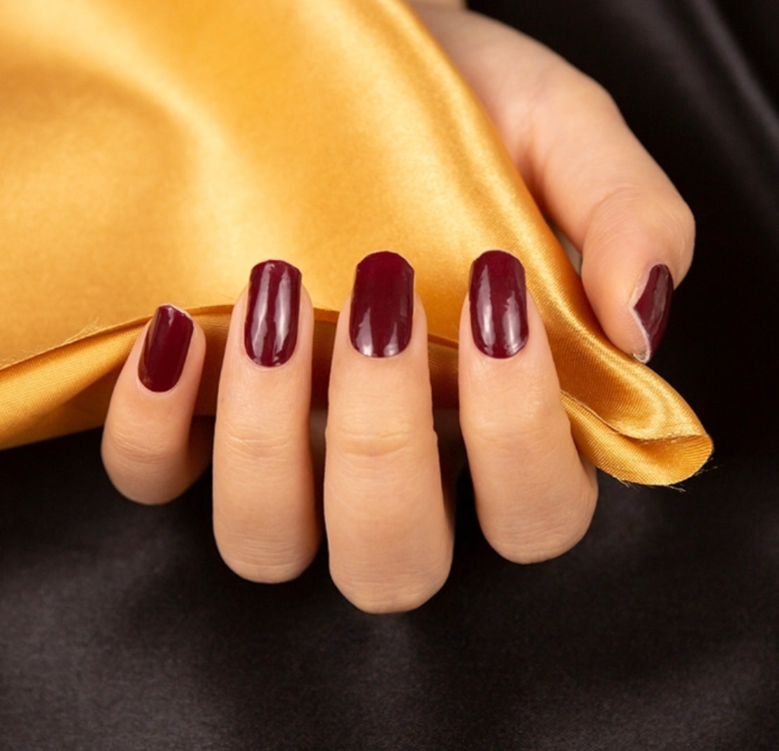 Solid burgundy nail polish wraps