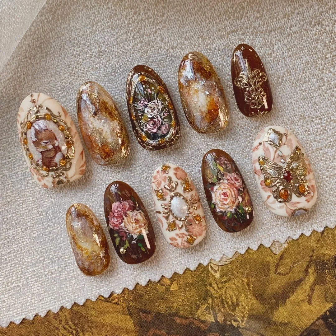 Almond Press-On Nails, Assorted Designs