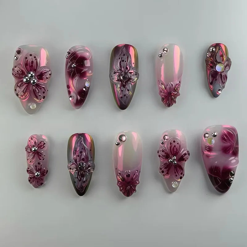 Almond Press-On Nails, Assorted Designs
