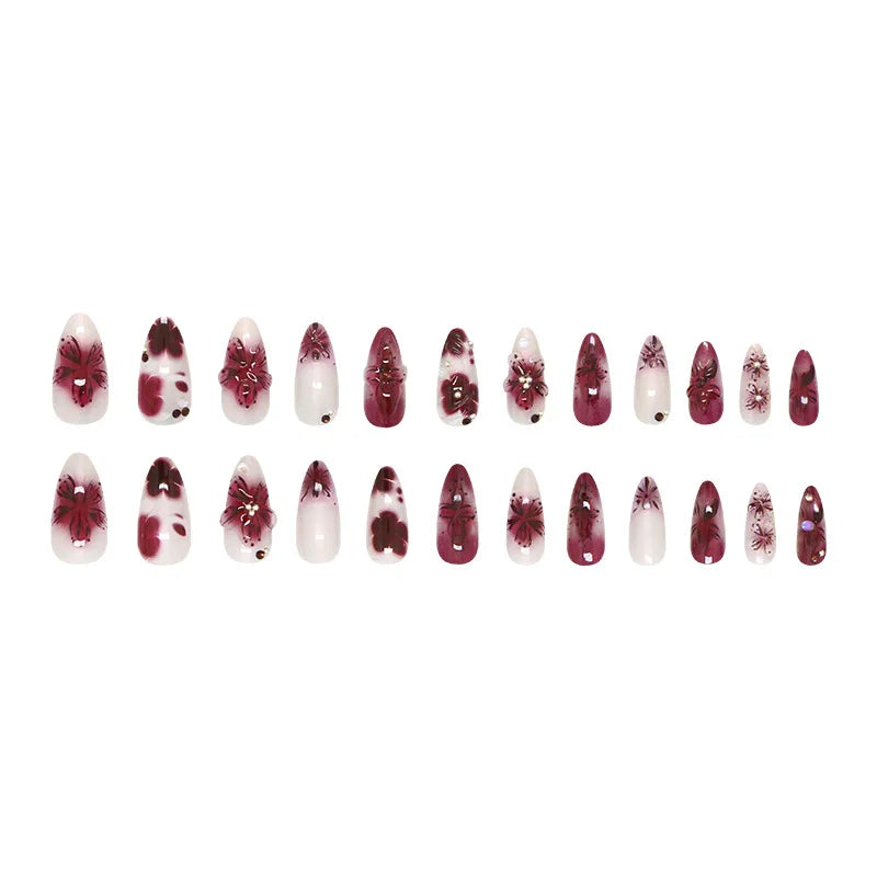 Almond press-on nails, assorted designs