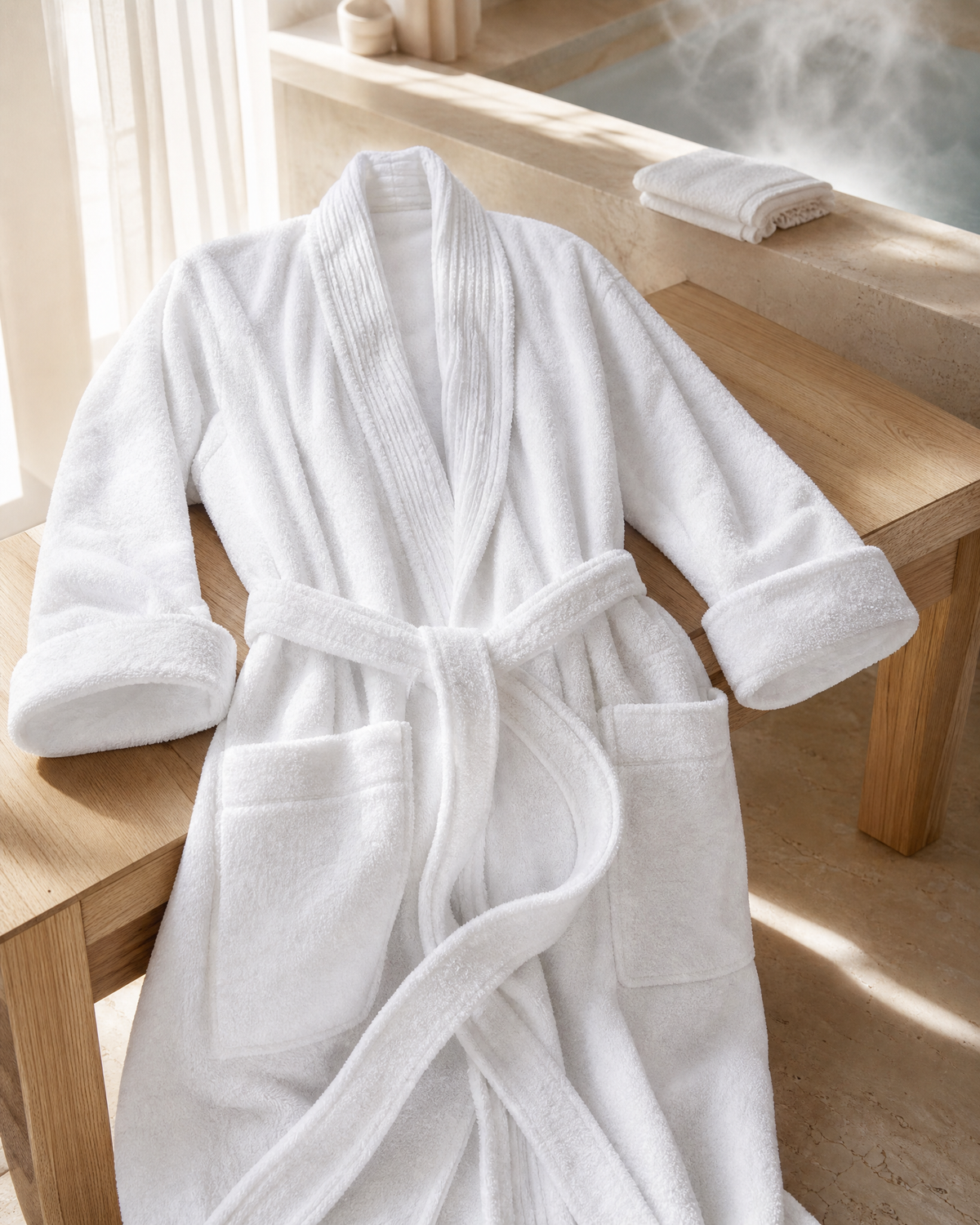 Turkish Cotton Pleated Bathrobe