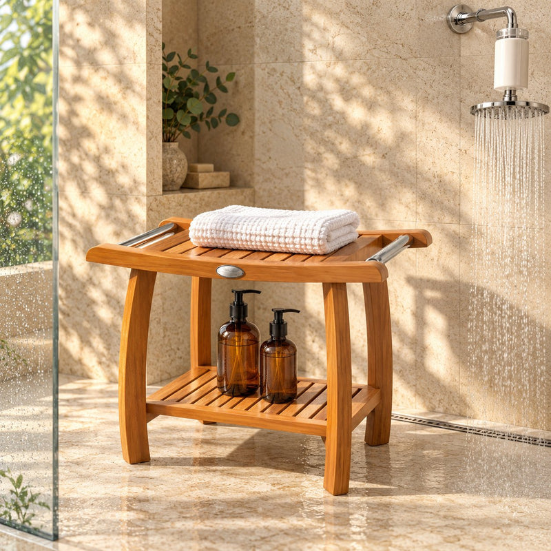 Teak Shower Bench, 2-Tier