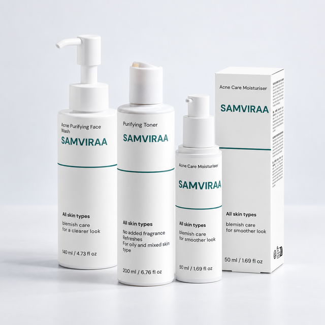 SAMVIRAA Iceland Moss Balancing Routine: face wash, salicylic acid toner and moisturiser