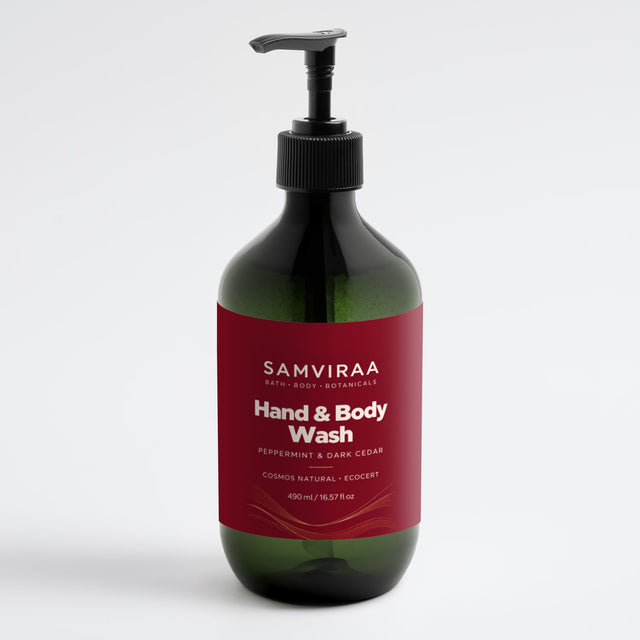 SAMVIRAA Body Wash, Peppermint & Dark Cedar